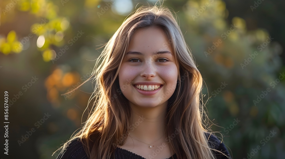 Smiling Young Woman Enjoying Outdoor Natural Light Smiling Young Woman Enjoying Outdoor Natural Light
