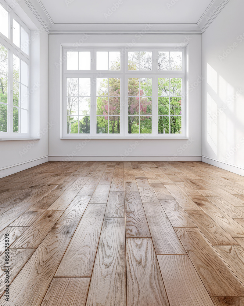 Empty room interiors illuminated with natural window lighting and copy space. Residential interior design composition with no furniture. Empty room interiors illuminated with natural window lighting and copy space. Residential interior design composition with no furniture.