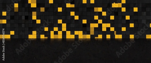 Render with abstract yellow black pixel background. photo