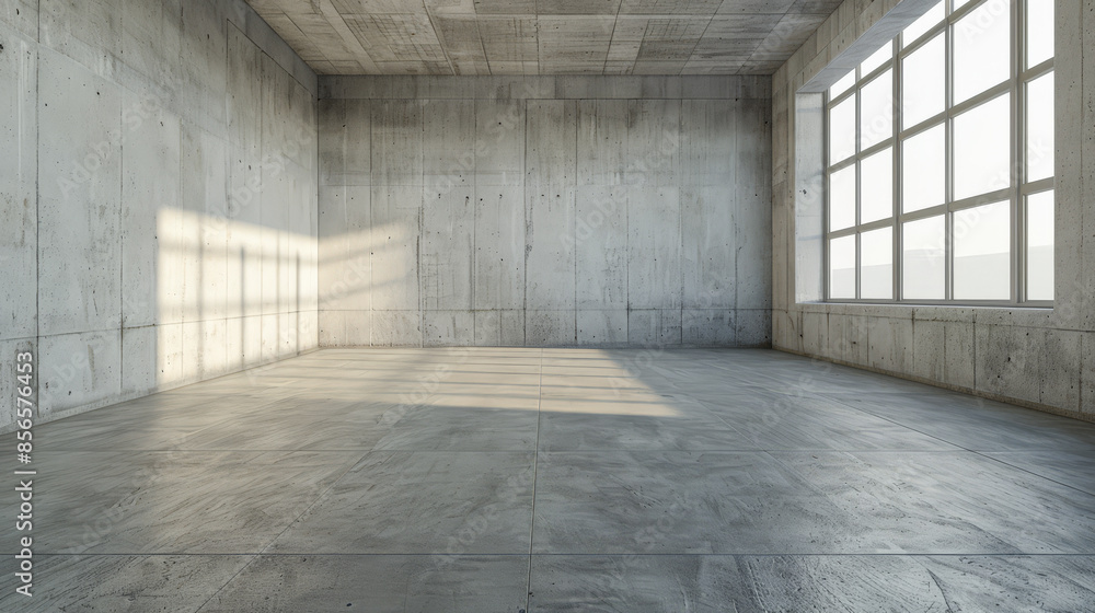 Empty room interiors illuminated with natural window lighting and copy space. Residential interior design composition with no furniture. Empty room interiors illuminated with natural window lighting and copy space. Residential interior design composition with no furniture.