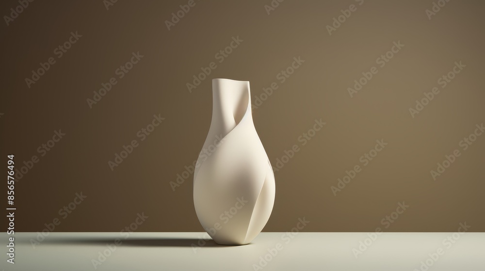 Irregular curved white ceramic vase: elegant and modern design. Irregular curved white ceramic vase: elegant and modern design.