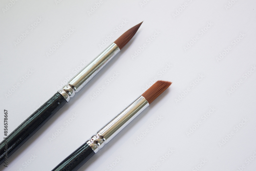 An acrylic brush placed on a white background.
An acrylic brush placed on a white background.