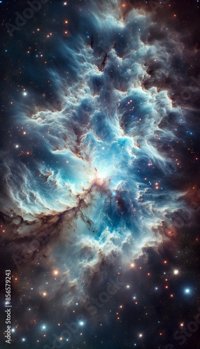 Expansive Blue Nebula with Starry Universe, deep space,  interstellar, cosmic cloud formation in space, space view