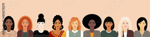 multicultural women on a horizontal banner