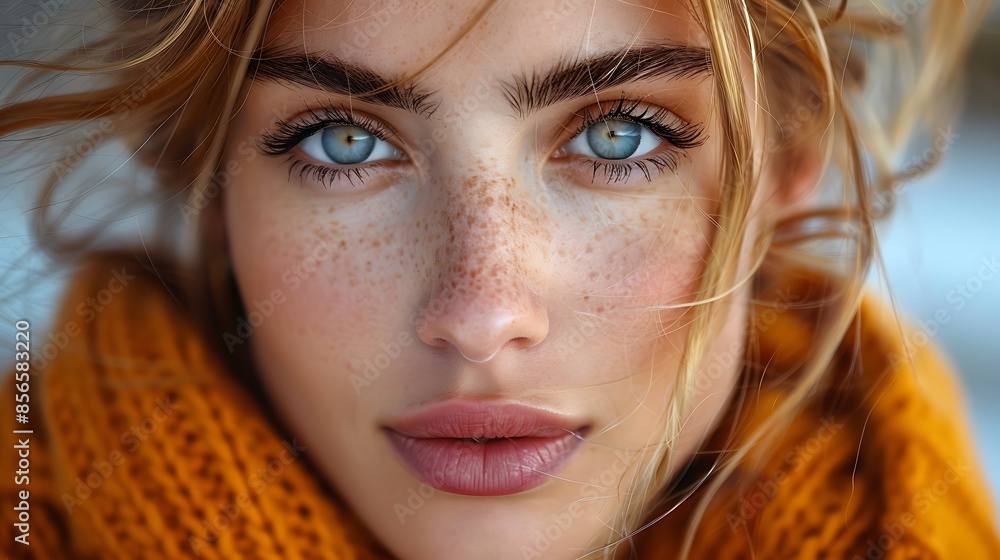 a model's face facing the front a model's face facing the front
