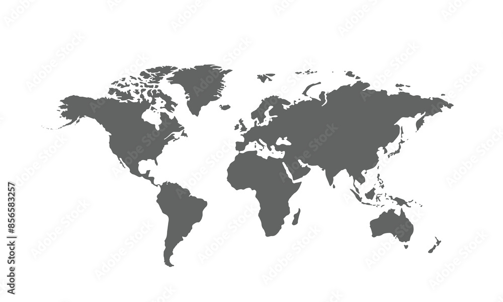 Fototapeta premium World map isolated on white background. for website layouts, background, education, precise, customizable, Travel worldwide, map silhouette backdrop, earth geography, political, reports.