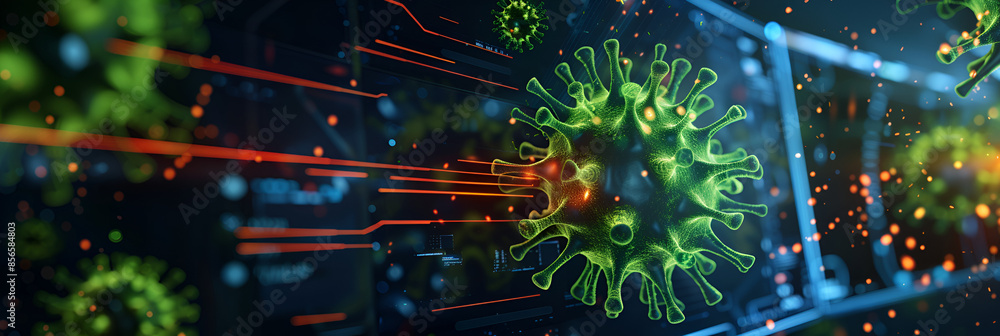 Biologically Infected Computer nanobots, detecting, early signs, disease, computer screen, displays ...
