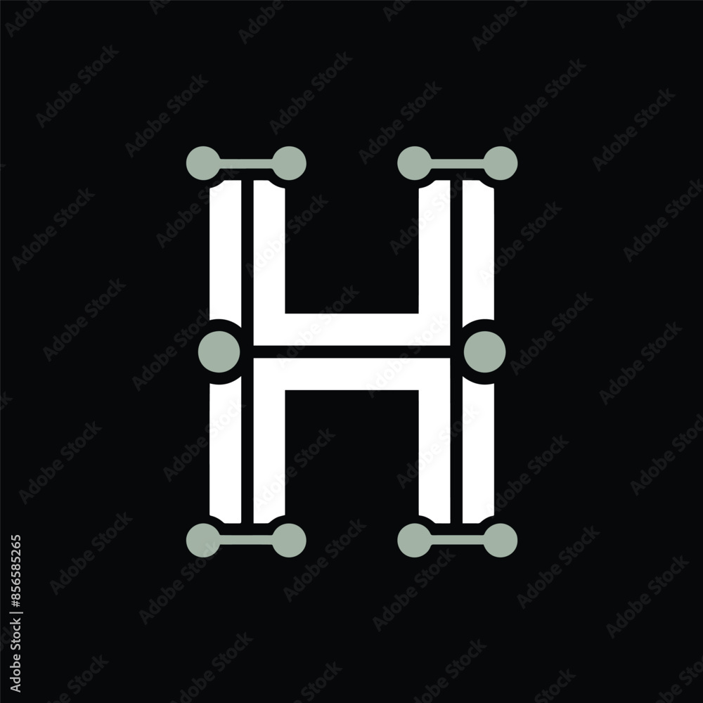Illustration of letter H modern cyber tech logo Illustration of letter H modern cyber tech logo