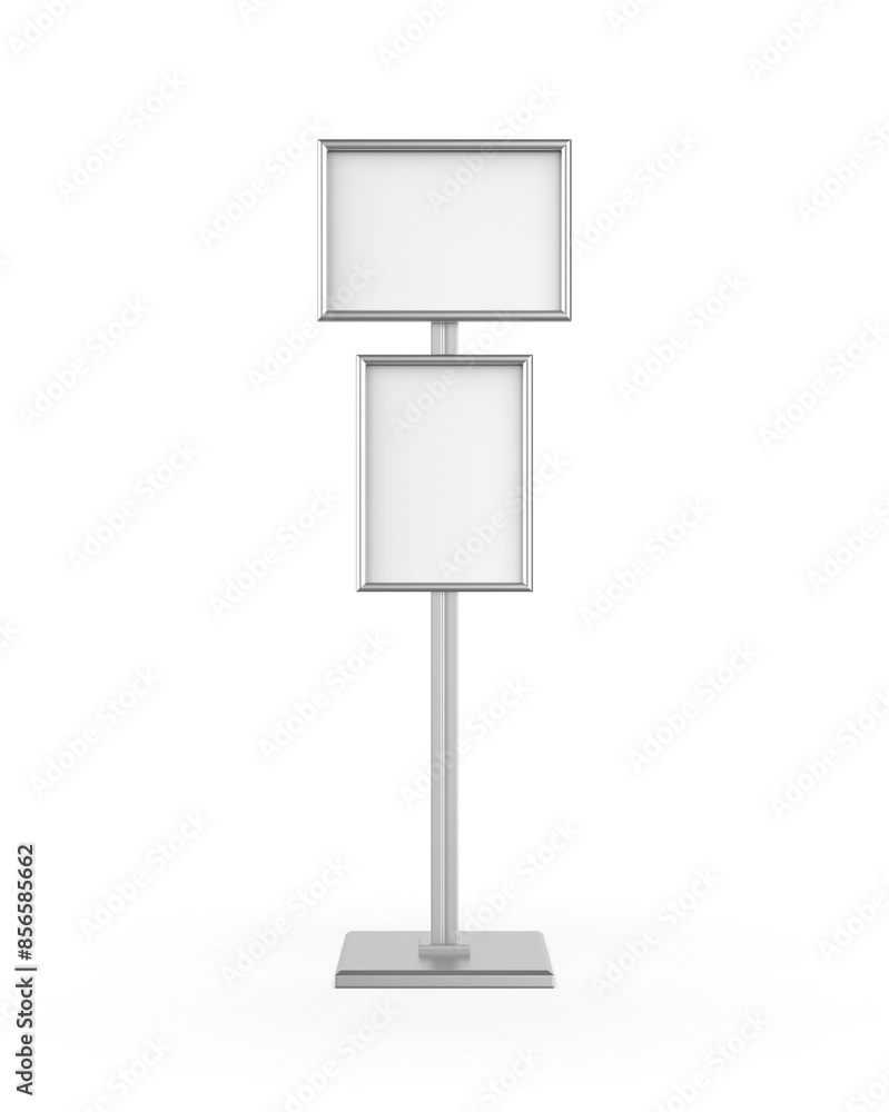 Blank poster sign stand. Floor standing display realistic mockup. Adjustable pedestal with blank board, mockup. Blank poster sign stand. Floor standing display realistic mockup. Adjustable pedestal with blank board, mockup.