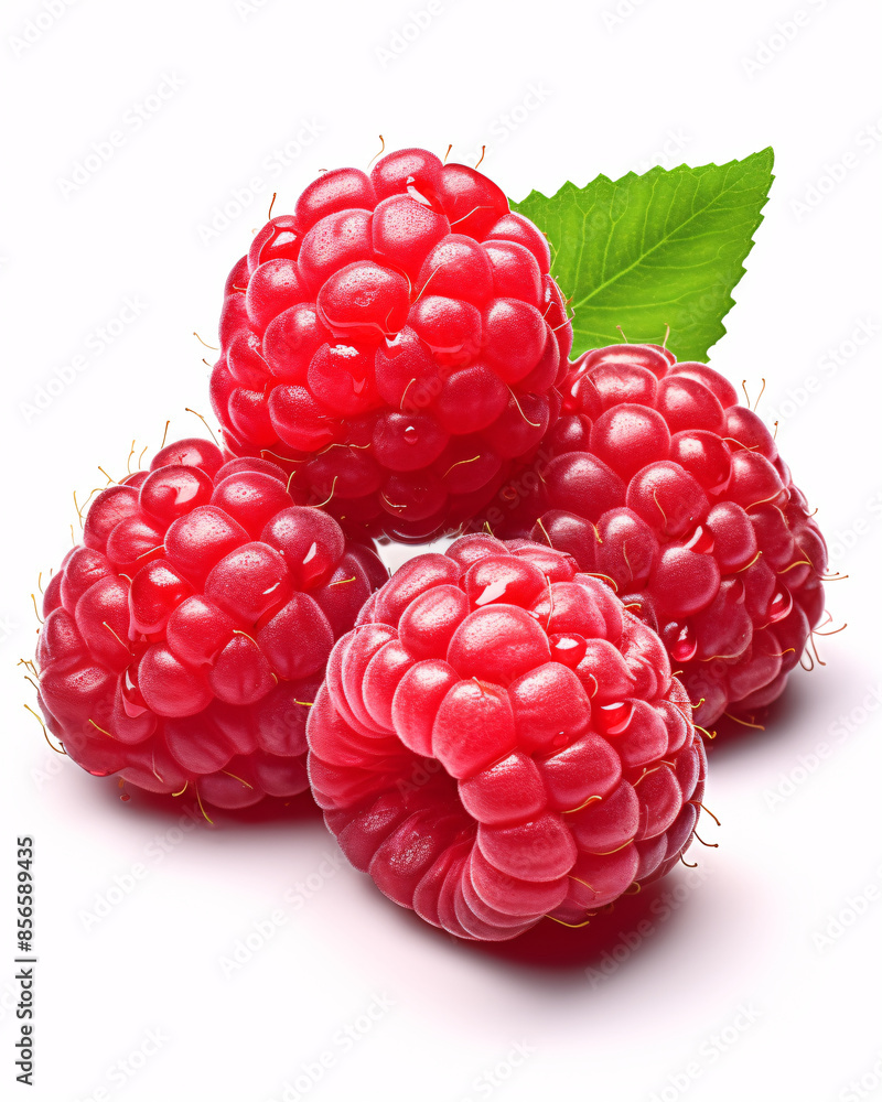 a group of raspberries with a leaf a group of raspberries with a leaf