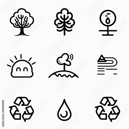 Simple Environmental Icons Set - Ecology, Sustainability, Green Living