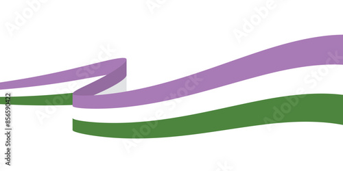 Purple, white, and green colored curved line icon, as the colors of the genderqueer flag. LGBTQI concept. Flat vector illustration.	