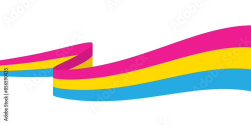 Pink, yellow, and blue colored background, as the colors of the pansexual flag. LGBTQI concept. Flat vector illustration.	