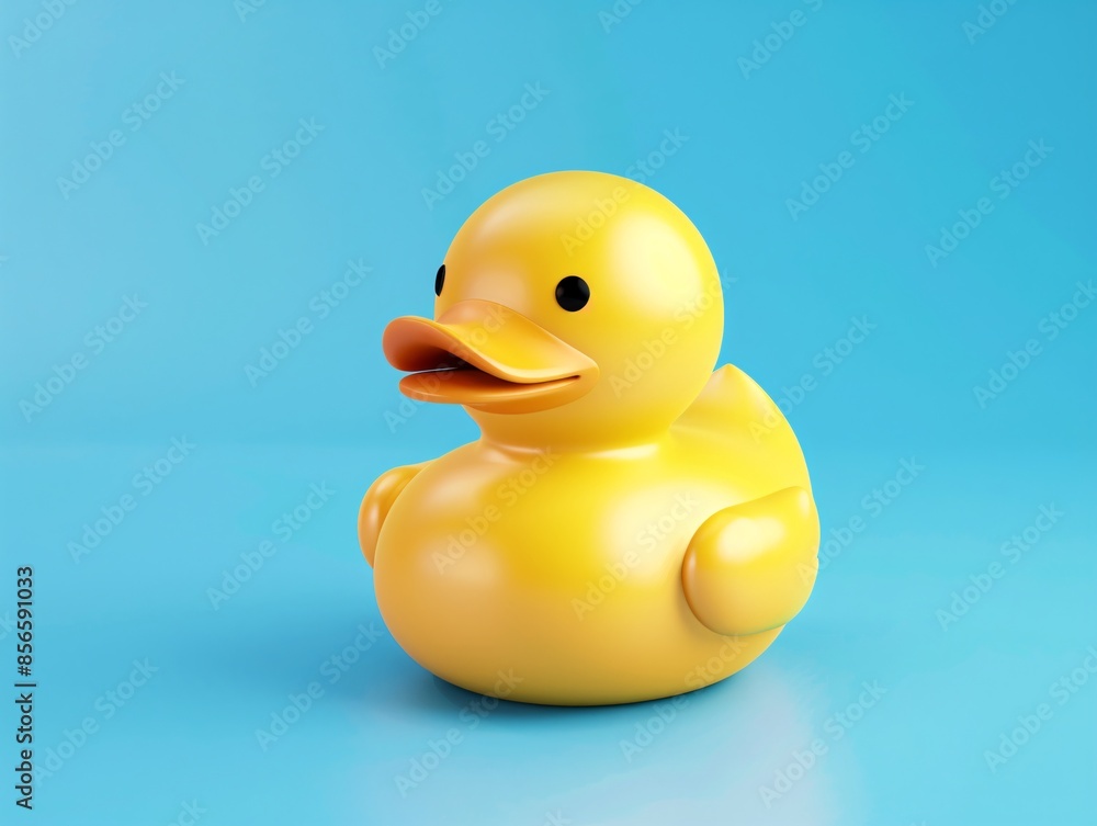 a yellow rubber duck on a blue surface a yellow rubber duck on a blue surface