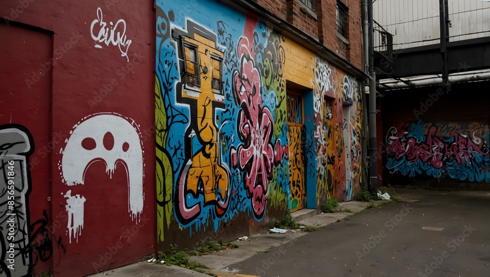 Fototapeta premium Stumbling upon a hidden alley transformed by intricate graffiti art ai_generated