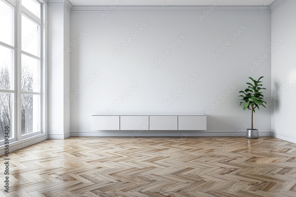 Stylish sideboard in a luxury apartment next to a window filling the room with natural lighting. Residential interior design composition for Real Estate with copy space. Stylish sideboard in a luxury apartment next to a window filling the room with natural lighting. Residential interior design composition for Real Estate with copy space.