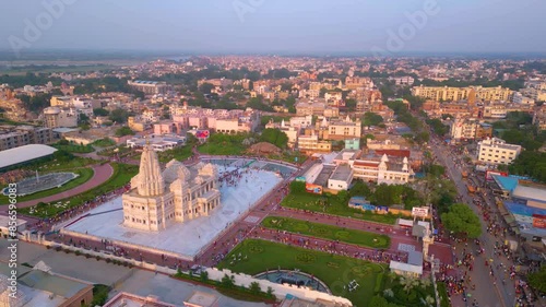 Prem Mandir Aerial View, Founded by Jagadguru Shri Kripalu Ji Maharaj in Vrindavan - Prem Mandir is the Temple of Divine Love. photo