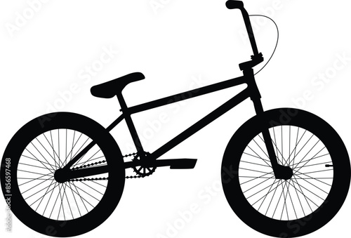 Bmx bike side view silhouette illustration with detailed part