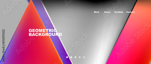 Metal triangles with colorful bright triangles. Geometric modern minimalist design template