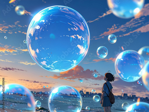 abstract anime  childish Incorporating bubbles Bubbles tend to be spherical photo