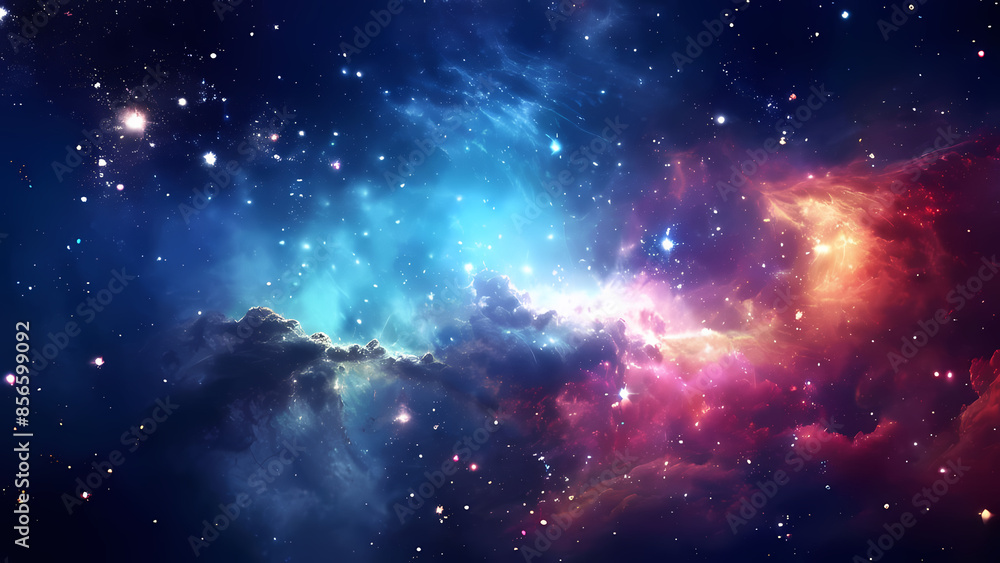 Naklejka premium Nebula and galaxies background