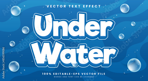 Under Water editable text effect template with deep sea background