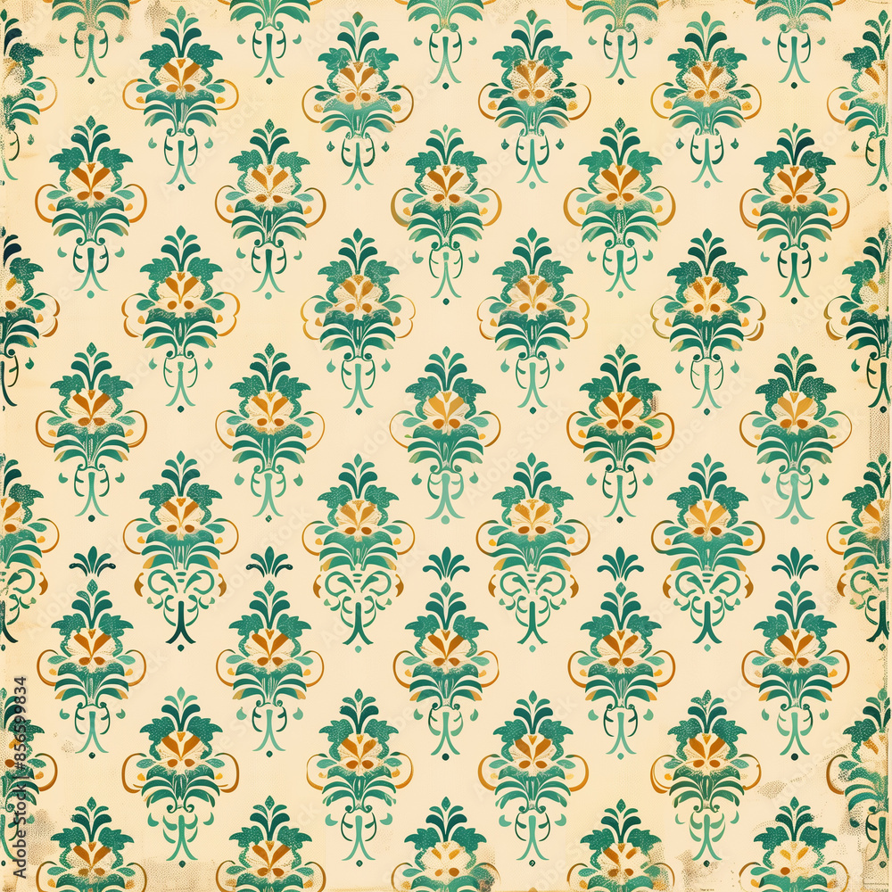 Green Damask Pattern Green Damask Pattern