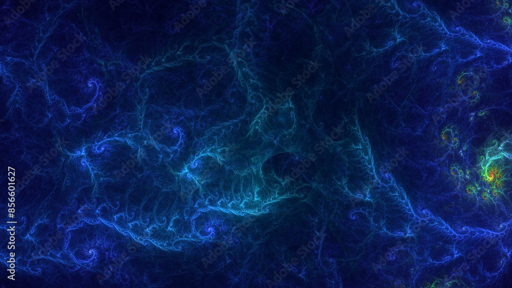 3D manual rendering abstract blue fractal light background. Its not AI Generatd illustration.