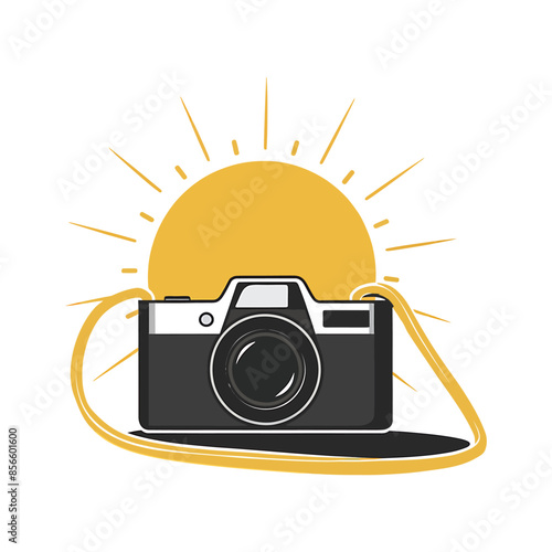 World Photography Day,Retro vintage sunset photography camera tshirt design