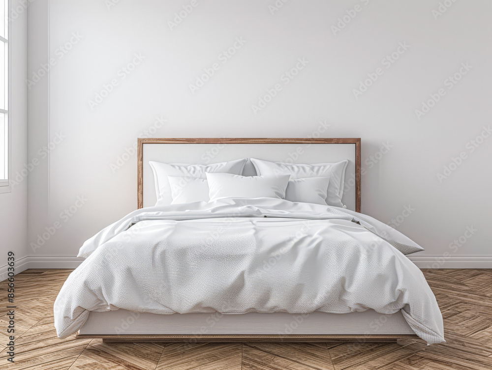 Minimalist bedroom in a luxury apartment bathed with natural lighting coming from a window, with no furniture and copy space. Residential Real Estate concept image. Minimalist bedroom in a luxury apartment bathed with natural lighting coming from a window, with no furniture and copy space. Residential Real Estate concept image.