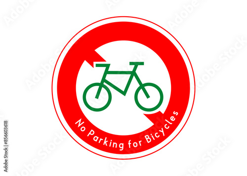 駐輪禁止マーク 黒色の自転車の駐輪禁止をお願いする標識 看板 張り紙 注意書きのイラスト