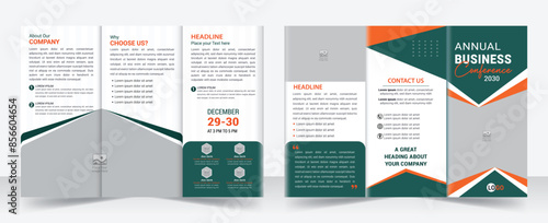 Business development conference trifold brochure template design, Business trifold Brochure, Tri fold brochure design. A4 abstract business trifold brochure template design
