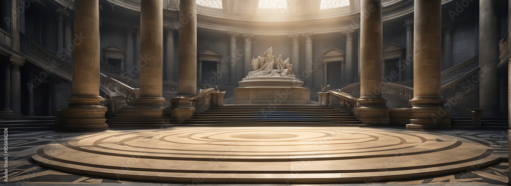 Fototapeta premium Background podium column 3d roman luxury greek white ancient display product classic.