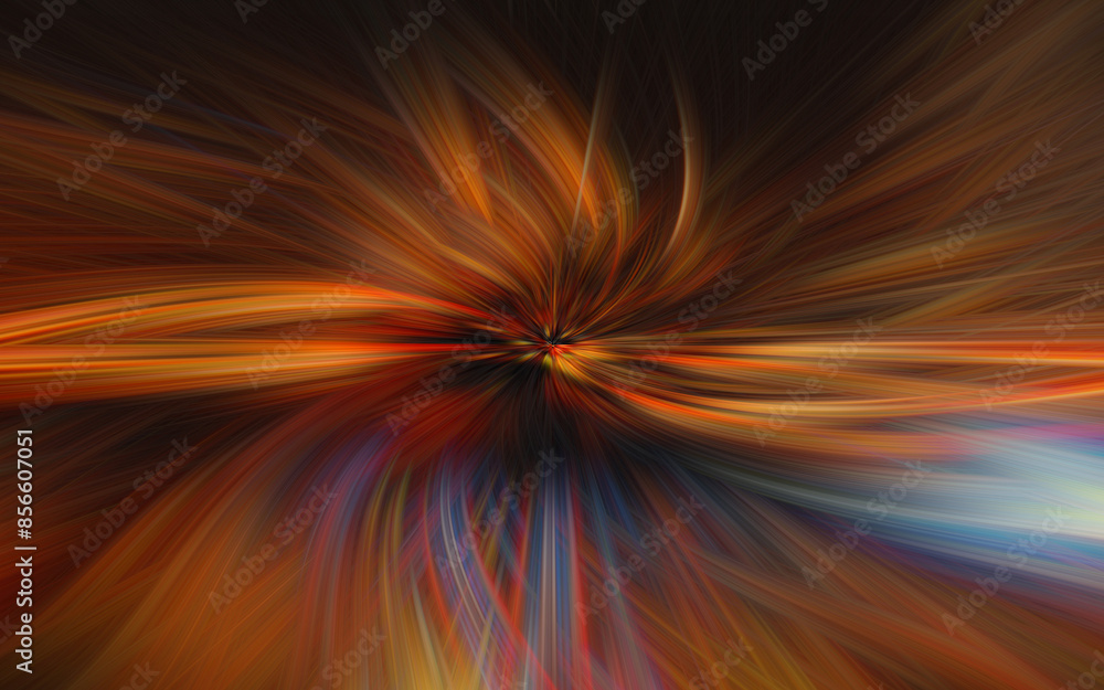 4K Abstract Orange and Blue Swirling Light Lines.