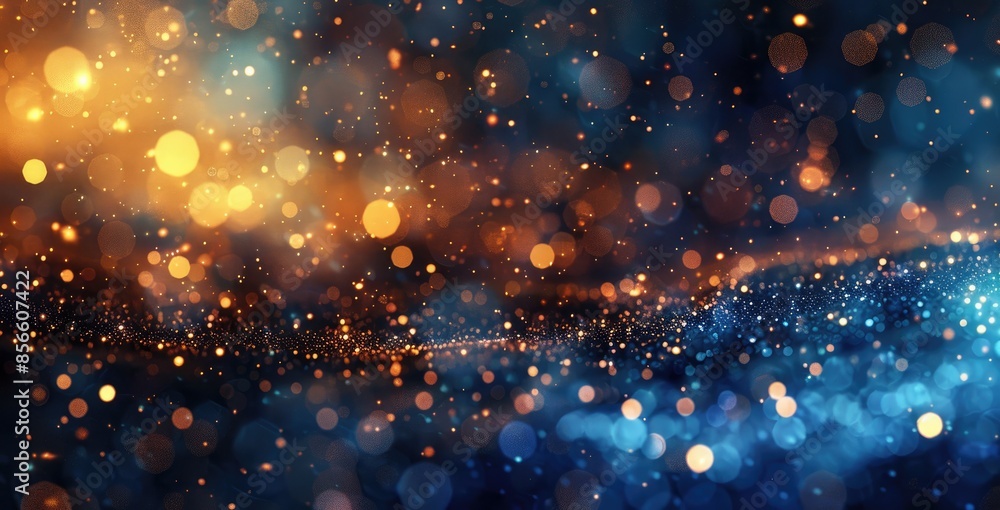 Fototapeta premium Sparkling Blue and Gold Bokeh background