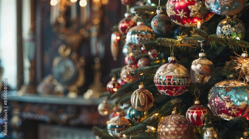 Naklejka premium Ornamented Christmas Tree