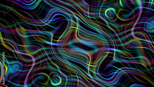 Moving random multicolored wavy texture. Psychedelic wavy animated abstract curved shapes.