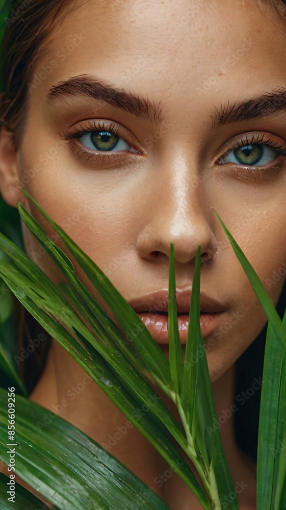 Close up portrait of a woman in foliage nature
Close up portrait of a woman in foliage nature