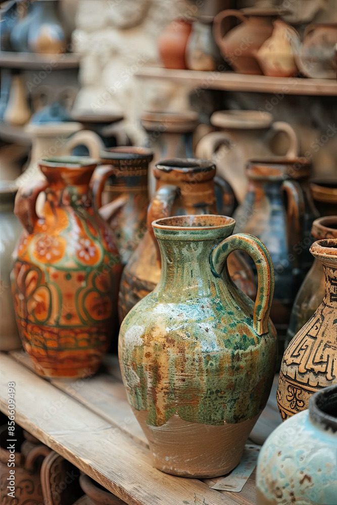 Antique clay pottery jugs and vases Antique clay pottery jugs and vases