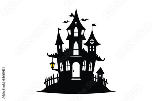 Wallpaper Mural Halloween house vector illustration, silhouettes of haunted house, Halloween house silhouette Torontodigital.ca