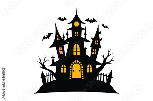 Halloween house vector illustration, silhouettes of haunted house, Halloween house silhouette