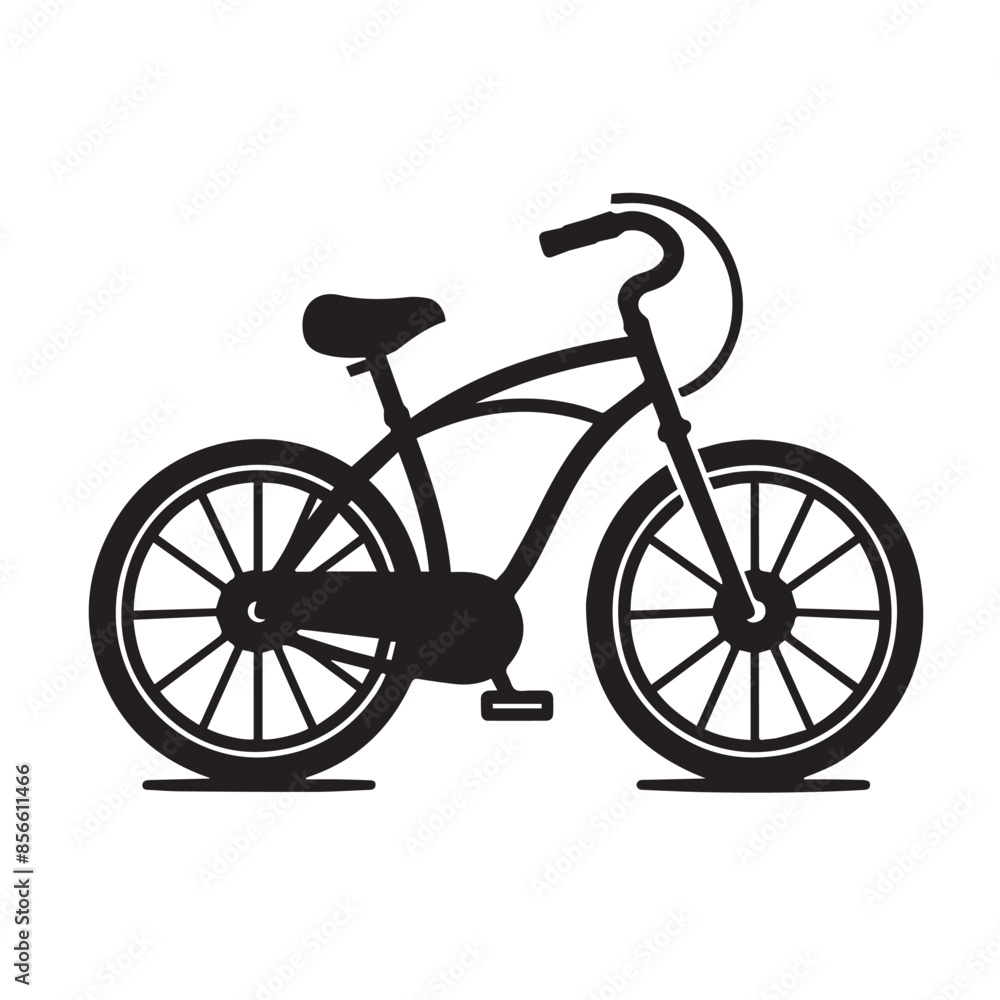 Fototapeta premium Silhouette of Bicycle Icon Isolated in White