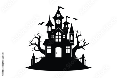 Wallpaper Mural Halloween house vector illustration, silhouettes of haunted house, Halloween house silhouette Torontodigital.ca