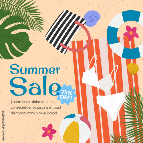 summer sale chill at the beach social media illustration