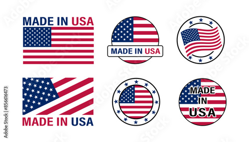 Made in USA labels and emblems. Made in USA logotype. Vector illustration