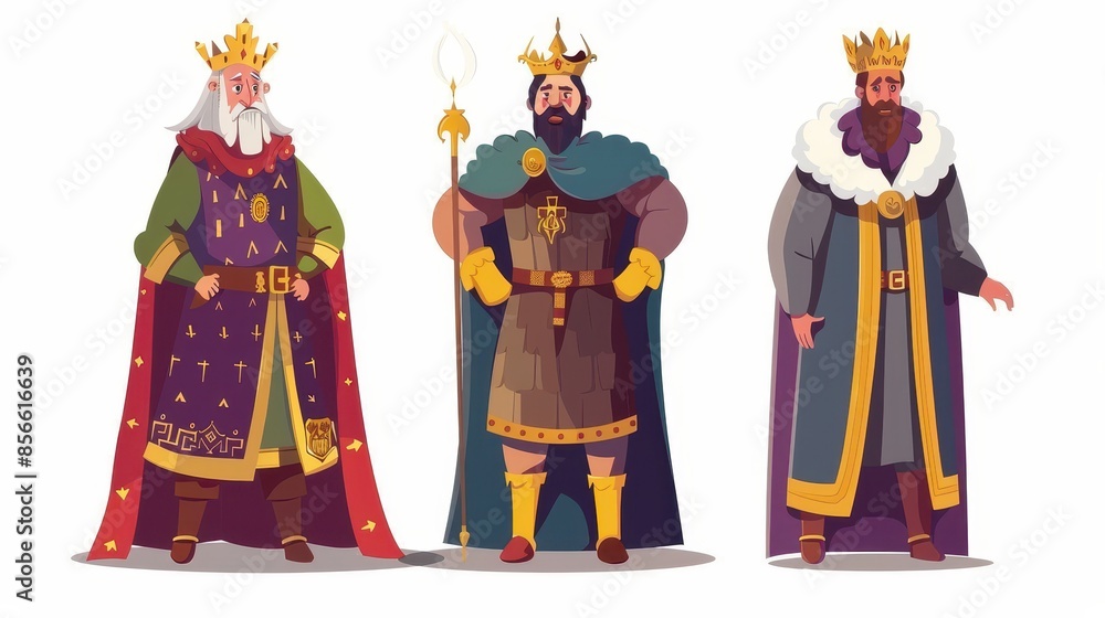 Obraz premium Cartoon illustration of three kings
