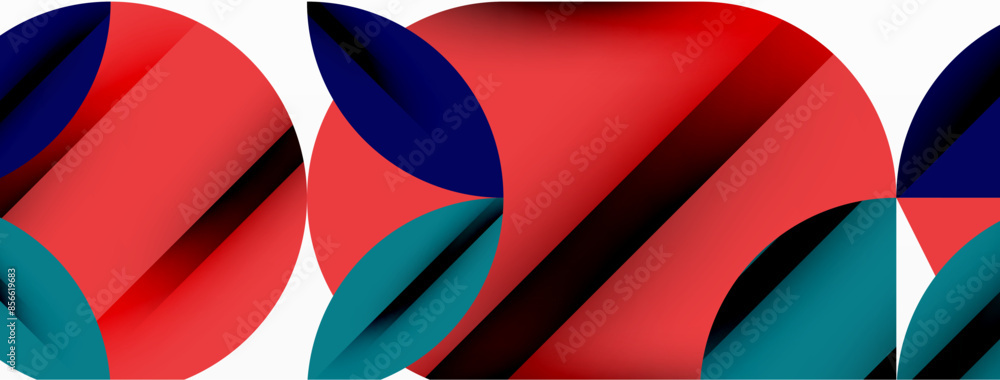 Circle, square and flower petal geometric background. Round shapes composition for wallpaper, banner, background or landing Circle, square and flower petal geometric background. Round shapes composition for wallpaper, banner, background or landing