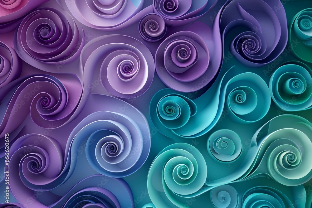 Abstract 3D background in the form of gradient curls and spirals Abstract 3D background in the form of gradient curls and spirals