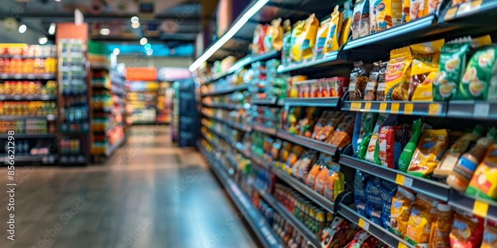A large grocery store with many shelves of snacks and beverages