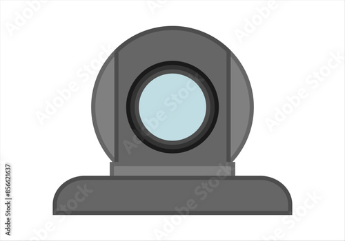 Videocámara de vigilancia gris en fondo blanco